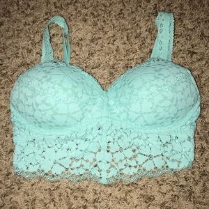PINK turquoise eyelet bralette